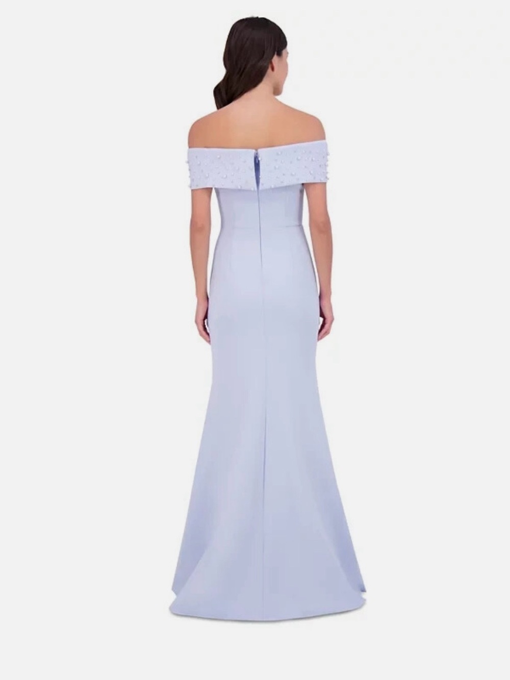 Eliza J Off-the-Shoulder Faux Pearl Embellished Gown - Light Lavender - Picture 5 of 9